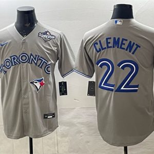 Toronto Blue Jays #22 Ernie Clement Grey 2025 World Series Cool Base Stitched Jersey