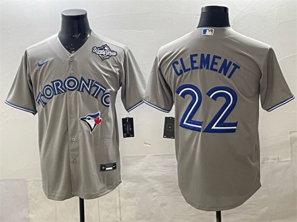 Toronto Blue Jays #22 Ernie Clement Grey 2025 World Series Cool Base Stitched Jersey