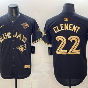 Toronto Blue Jays #22 Ernie Clement Black Gold 2025 American League Champions Limited Stitched Jersey