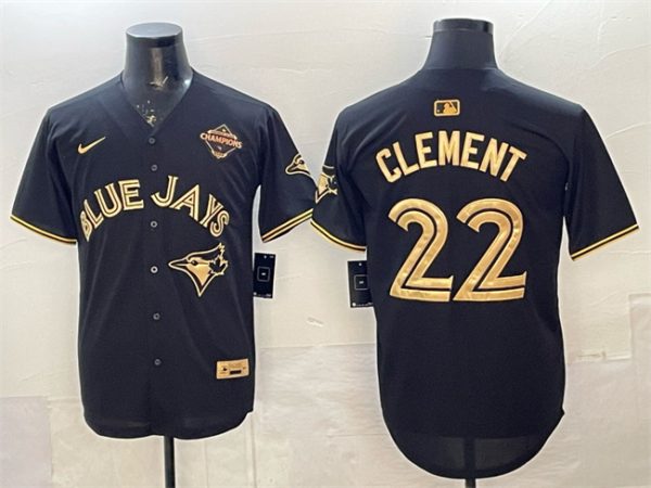 Toronto Blue Jays #22 Ernie Clement Black Gold 2025 American League Champions Limited Stitched Jersey