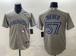 Toronto Blue Jays #57 Shane Bieber Grey 2025 World Series Cool Base Stitched Jersey