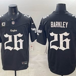 Philadelphia Eagles #26 Saquon Barkley Black 2025 F.U.S.E. 'Gothic Philly Edition' With 3-Star C Patch Vapor Limited Stitched Jersey
