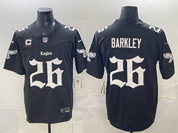 Philadelphia Eagles #26 Saquon Barkley Black 2025 F.U.S.E. 'Gothic Philly Edition' With 3-Star C Patch Vapor Limited Stitched Jersey