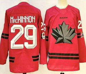 Canada #29 Nathan MacKinnon Red Stitched Jersey