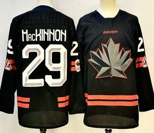 Canada #29 Nathan MacKinnon Black Stitched Jersey