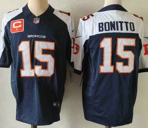 Denver Broncos #15 Nik Bonitto Navy Blue C Patch Thanksgiving FUSE Vapor Jersey