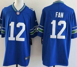 Seattle Seahawks #12 Fan Limited Blue Throwback Vapor Jersey