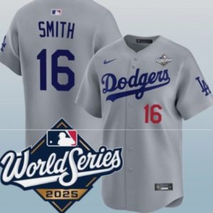 Los Angeles Dodgers #16 Will Smith Gray 2025 World Series Limited Stitched Jersey