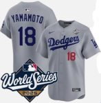 Los Angeles Dodgers #18 Yoshinobu Yamamoto Gray 2025 World Series Limited Stitched Jersey