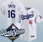 Los Angeles Dodgers #16 Will Smith White 2025 World Series Home Limited Stitched Jersey