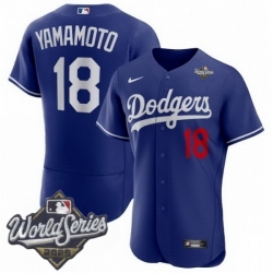 Los Angeles Dodgers #18 Yoshinobu Yamamoto Royal 2025 World Series Limited Stitched Jersey
