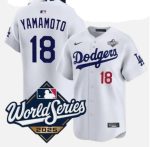 Los Angeles Dodgers #18 Yoshinobu Yamamoto White 2025 World Series Home Limited Stitched Jersey