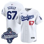 Los Angeles Dodgers #67 Vin Scully White 2025 Champions Stitched Jersey