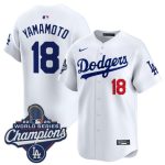 Los Angeles Dodgers #18 Yoshinobu Yamamoto White 2025 Champions Stitched Jersey