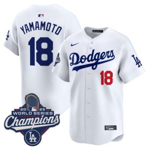 Los Angeles Dodgers #18 Yoshinobu Yamamoto White 2025 Champions Stitched Jersey
