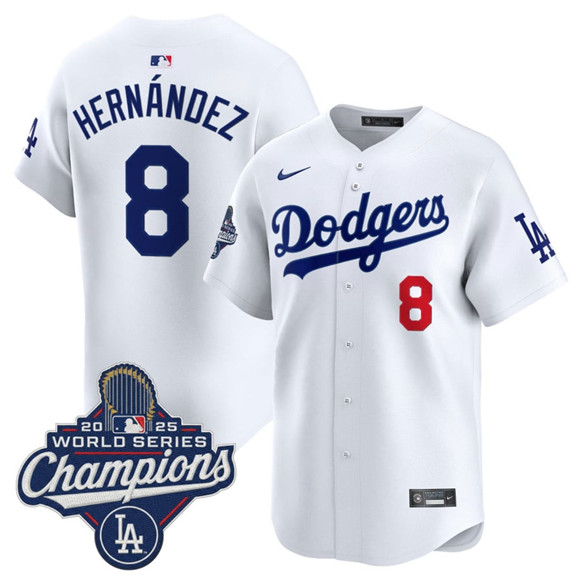 Los Angeles Dodgers #8 Enrique Hernandez White 2025 Champions Stitched Jersey