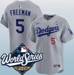 Los Angeles Dodgers #5 Freddie Freeman Gray 2025 World Series Limited Stitched Jersey