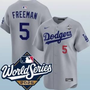 Los Angeles Dodgers #5 Freddie Freeman Gray 2025 World Series Limited Stitched Jersey