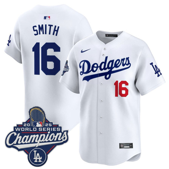 Los Angeles Dodgers #16 Will Smith White 2025 Champions Stitched Jersey