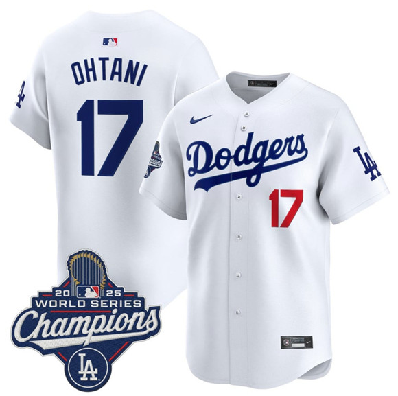 Los Angeles Dodgers #17 Shohei Ohtani White 2025 Champions Stitched Jersey