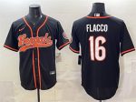 Cincinnati Bengals #16 Joe Flacco Black With Patch Cool Base Stitched Jersey