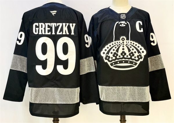 Los Angeles Kings #99 Wayne Gretzky Black With C Patch Alternate Stitched Jersey