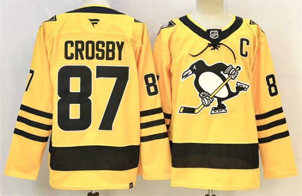 Pittsburgh Penguins #87 Sidney Crosby Gold 2025-26 With C Patch Alternate Stitched Jersey