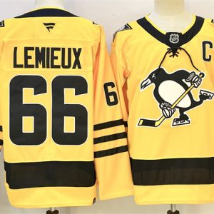 Pittsburgh Penguins #66 Mario Lemieux Gold 2025-26 With C Patch Alternate Stitched Jersey
