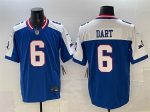 New York Giants #6 Jaxson Dart Royal White 2025 Draft F.U.S.E. State Patch Vapor Limited Stitched Jersey