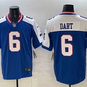 New York Giants #6 Jaxson Dart Royal White 2025 Draft F.U.S.E. State Patch Vapor Limited Stitched Jersey