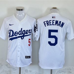 Los Angeles Dodgers #5 Freddie Freeman White Home Limited Stitched Jersey