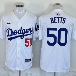 Los Angeles Dodgers #50 Mookie Betts White Home Limited Stitched Jersey
