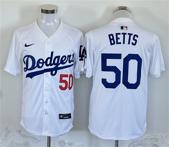 Los Angeles Dodgers #50 Mookie Betts White Home Limited Stitched Jersey