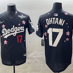 Los Angeles Dodgers #17 Shohei Ohtani Black 2025 World Series Patch Tokyo Series Limited Stitched Jersey