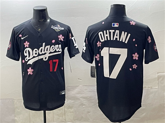 Los Angeles Dodgers #17 Shohei Ohtani Black 2025 World Series Patch Tokyo Series Limited Stitched Jersey