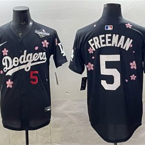 Los Angeles Dodgers #5 Freddie Freeman Black 2025 World Series Patch Tokyo Series Limited Stitched Jersey