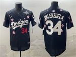 Los Angeles Dodgers #34 Fernando Valenzuela Black 2025 World Series Patch Tokyo Series Limited Stitched Jersey