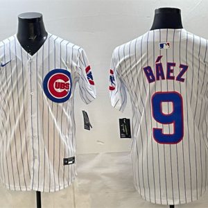 Chicago Cubs #9 Javier B¨¢ez White Home Limited Stitched Jersey