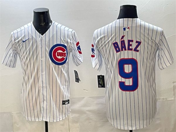 Chicago Cubs #9 Javier B¨¢ez White Home Limited Stitched Jersey