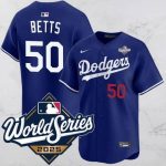 Los Angeles Dodgers #50 Mookie Betts Blue 2025 World Series Vapor Limited Stitched Jersey