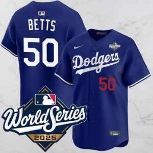 Los Angeles Dodgers #50 Mookie Betts Blue 2025 World Series Vapor Limited Stitched Jersey