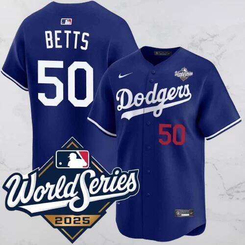 Los Angeles Dodgers #50 Mookie Betts Blue 2025 World Series Vapor Limited Stitched Jersey