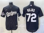 Los Angeles Dodgers #72 Miguel Rojas Black 2025 World Series Champions Patch Cool Base Stitched Jersey