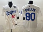Los Angeles Dodgers #80 Emmet Sheehan White 2025 World Series Patch Limited Stitched Jersey