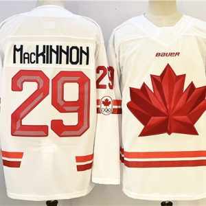 Canada #29 Nathan MacKinnon White Stitched Jersey
