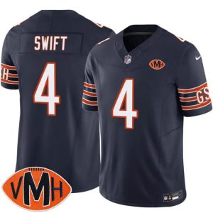 Chicago Bears #4 D'Andre Swift Navy 2025 F.U.S.E. With Illinois and VMH Patch Vapor Untouchable Limited Stitched Jersey