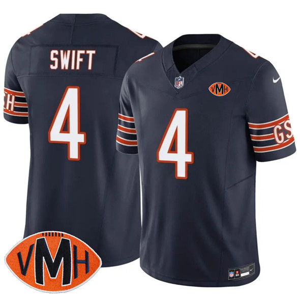 Chicago Bears #4 D'Andre Swift Navy 2025 F.U.S.E. With Illinois and VMH Patch Vapor Untouchable Limited Stitched Jersey
