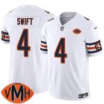 Chicago Bears #4 D'Andre Swift White 2025 F.U.S.E. With Illinois and VMH Patch Vapor Untouchable Limited Stitched Jersey