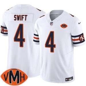 Chicago Bears #4 D'Andre Swift White 2025 F.U.S.E. With Illinois and VMH Patch Vapor Untouchable Limited Stitched Jersey