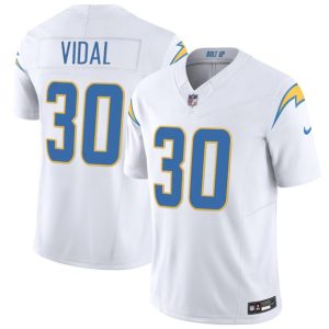 Los Angeles Chargers #30 Kimani Vidal White 2025 F.U.S.E. Vapor Limited Stitched Jersey